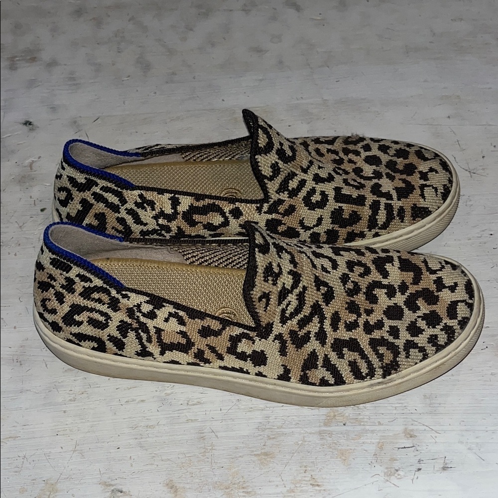 Rothy's Sneakers Slip On Leopard Cat Animal Women's Shoes | size 5.5